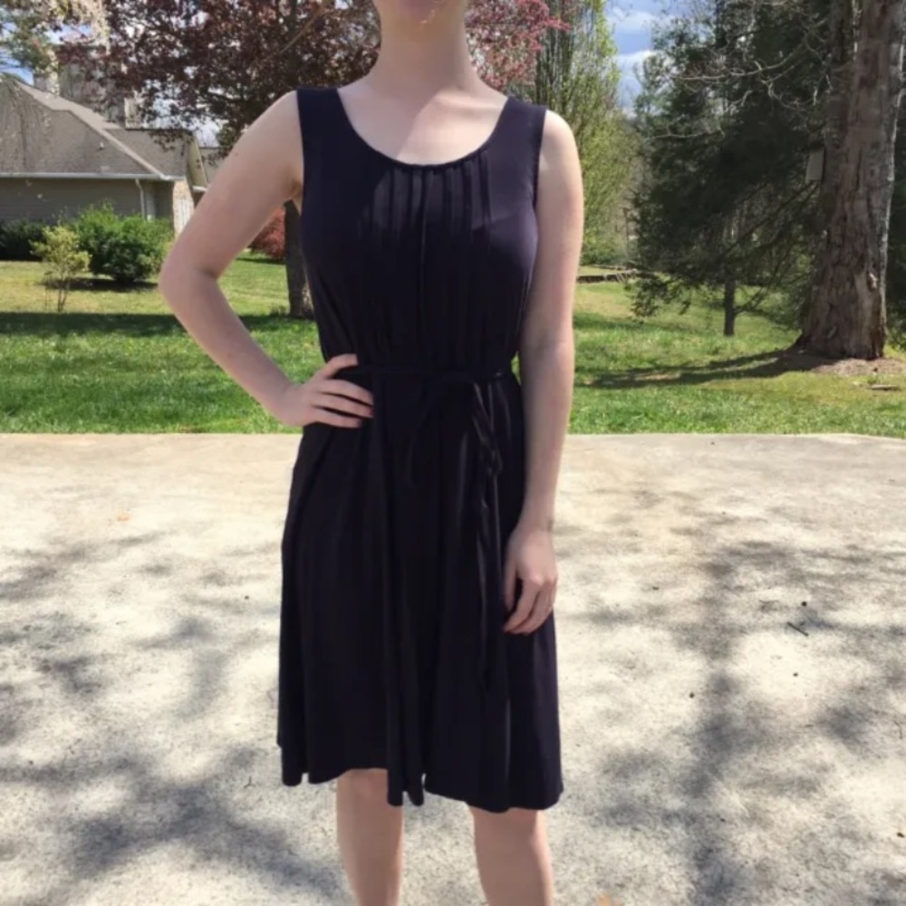 Lands’ End Navy Blue Sleeveless Tank Dress Travel Relaxed Comfort Size XS